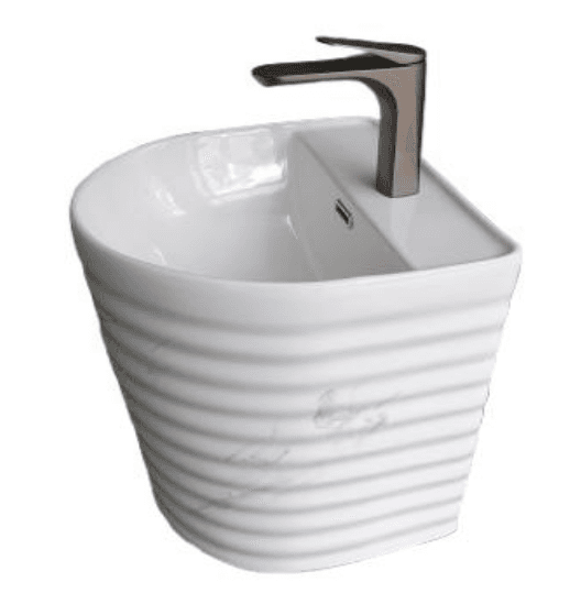 White Wall Hung Basin with Black Deco