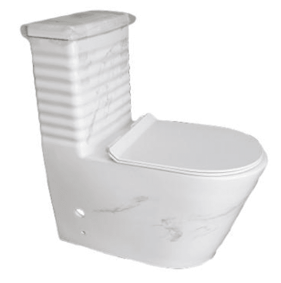 White WC Toilet with Black Deco