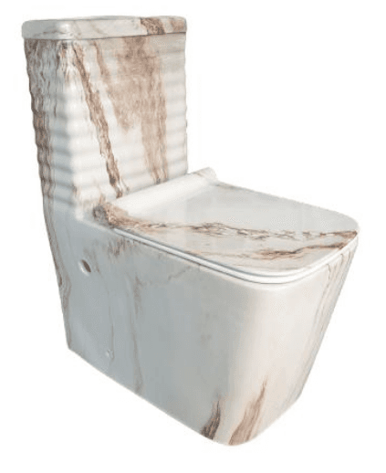 White WC Toilet with Brown Deco